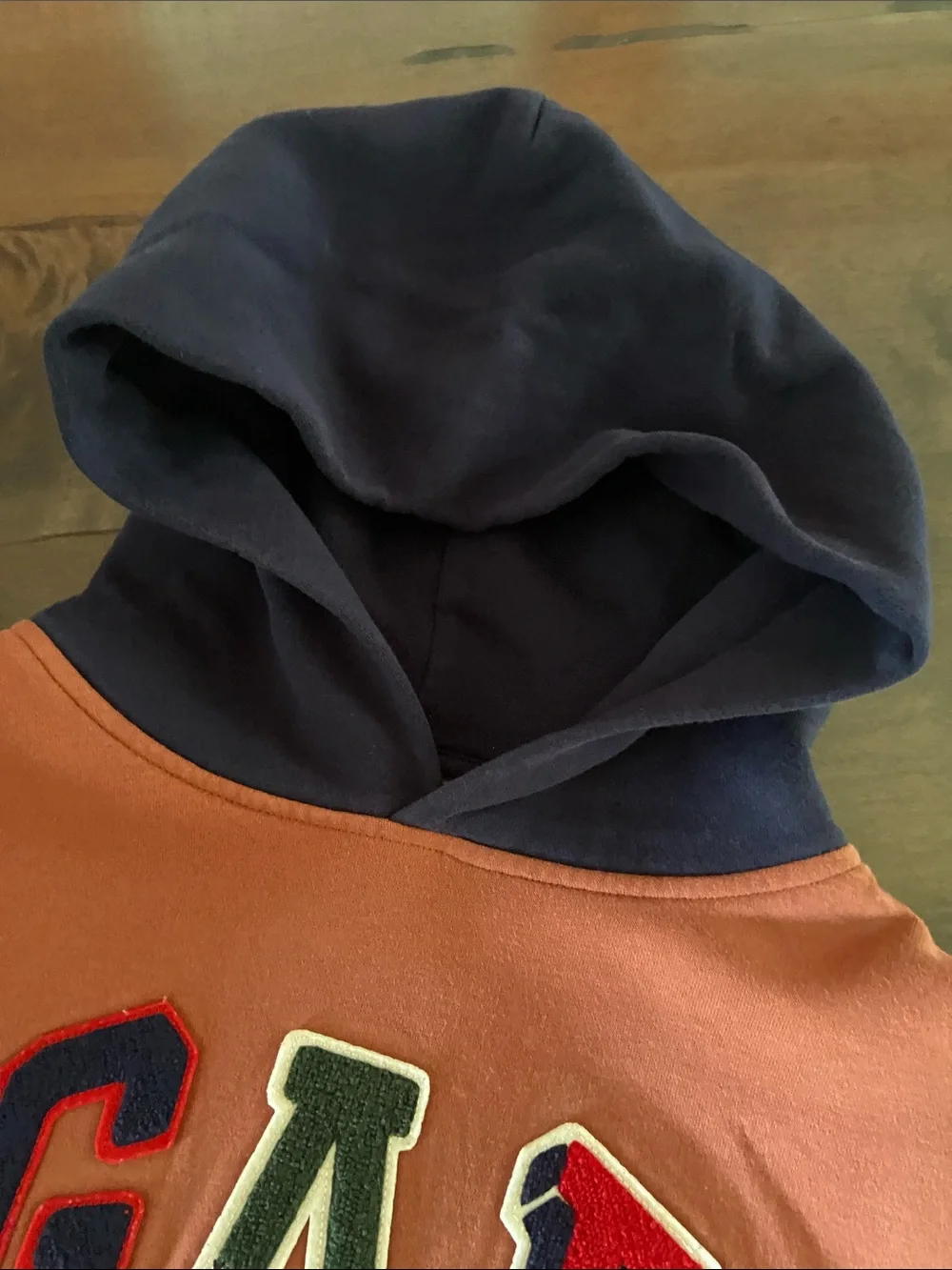 GAP Colorblock Hoodie Sweatshirt - Rust, Red & Navy